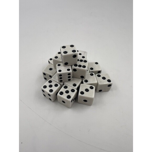 19 16mm White with Black Numbers Six Sided Dice - Picture 1 of 2